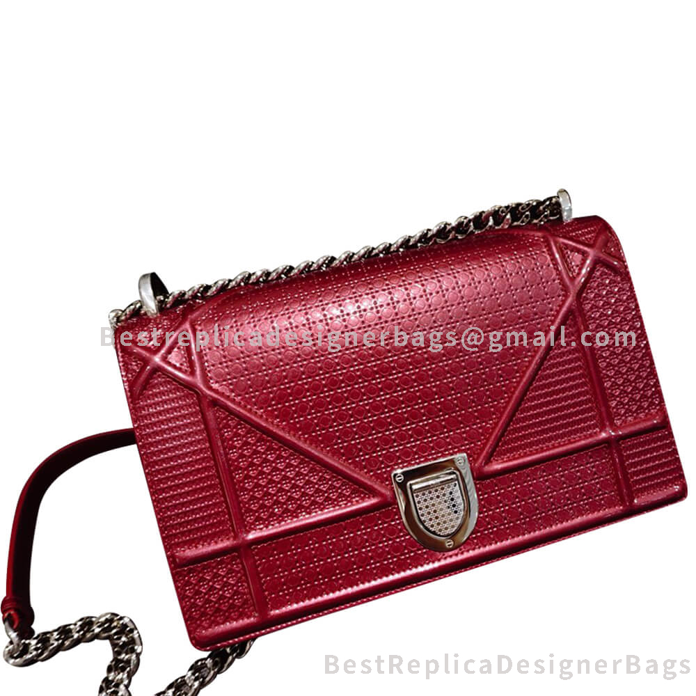 Dior Diorama Metallic Perforated Calfskin Bag Red SHW